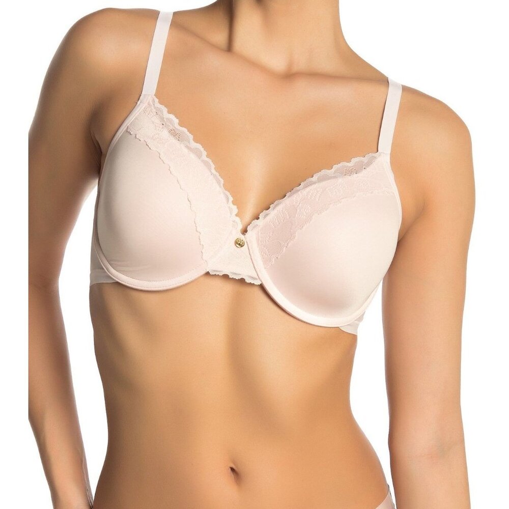 🆕NATORI Refined Full Underwire T-Shirt Bra 34DD Tulle Blush #7313219